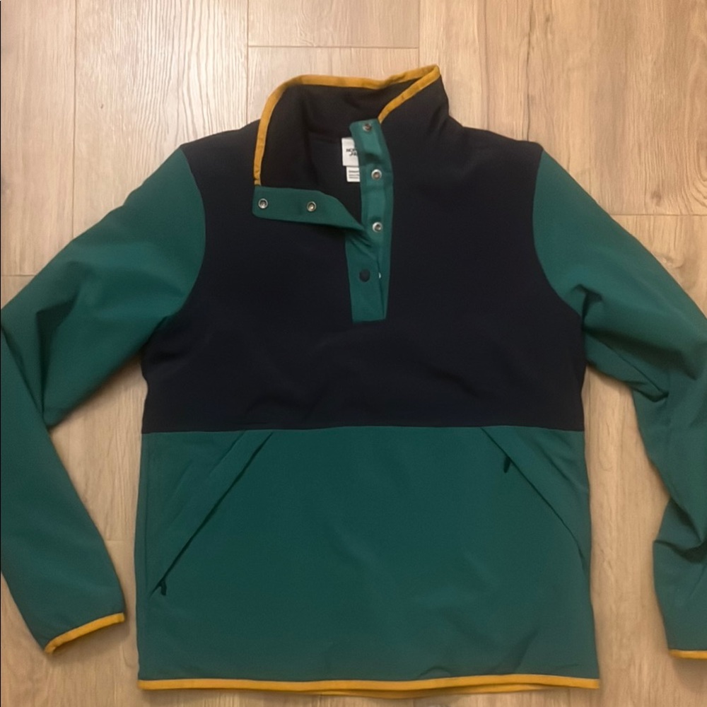 The North Face Teal and Black Jacket with Gold Trim
